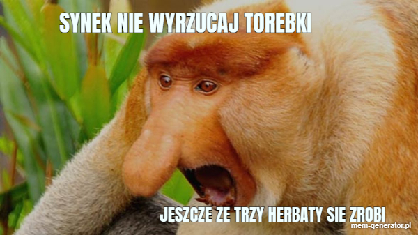 Nosacz synek nie wyrzucaj torebki